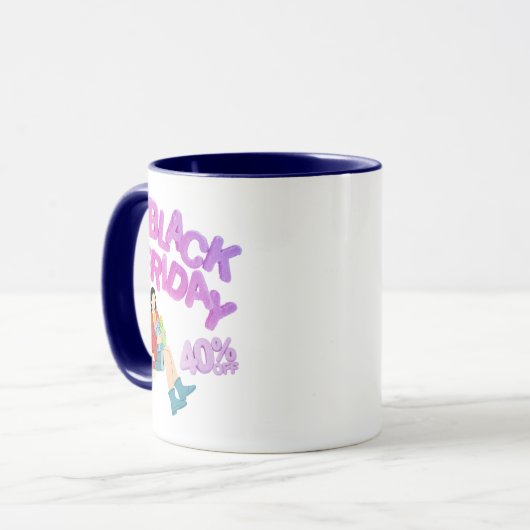 Black Friday Mug-Blue & White Coffee Cup | 40% OFF Mok (Voorkant links)