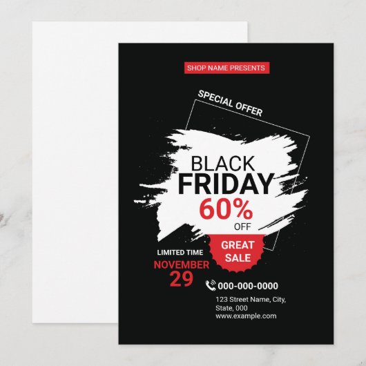 Black Friday Promotionele Sale Flyer Sjabloon (Voorkant / Achterkant)