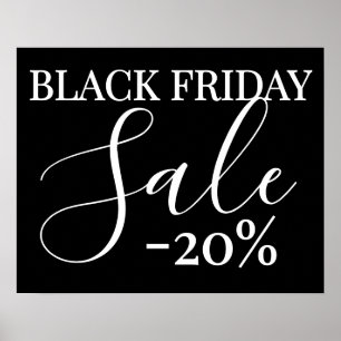 Black Friday Sale Sign, 20% korting op de detailha Poster