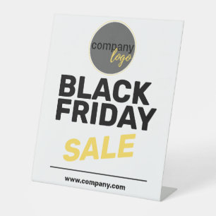 BLACK FRIDAY SALE YELLOW COMPANY EIGEN LOGO WEBSIT RECLAMEBORD MET VOETSTUK