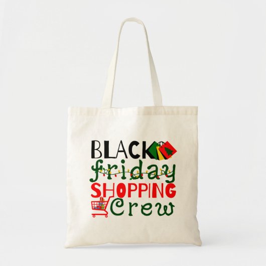 Black Friday Shopping Crew Tote Bag (Voorkant)