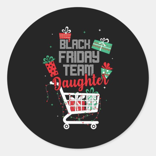 Black Friday Team Dochter Winkel Ronde Sticker (Voorkant)
