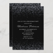 Black Friendsmas uitnodigingen Silver Glitter (Voorkant / Achterkant)