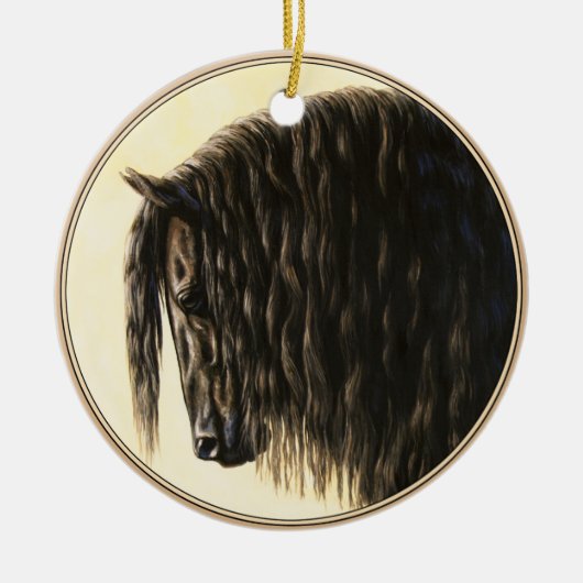 Black Friesian Draft Horse Keramisch Ornament (Voorkant)