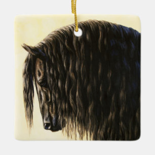Black Friesian Draft Horse Keramisch Ornament