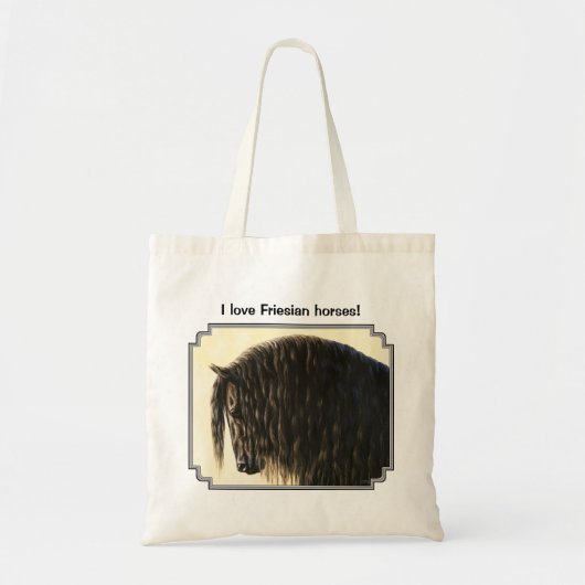 Black Friesian Draft Horse Tote Bag (Voorkant)