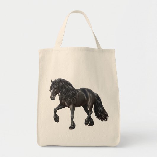 Black Friesian Draft Horse Tote Bag (Voorkant)