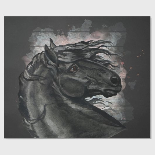 Black Friesian Horse Cadeaupapier (Vlak)