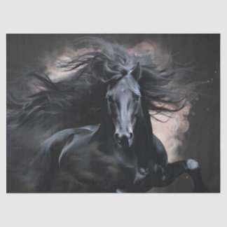 Black Friesian Horse Decoupage Tissuepapier