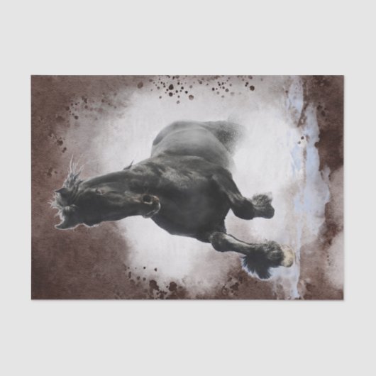 Black Friesian Horse Tissuepapier (Voorkant)