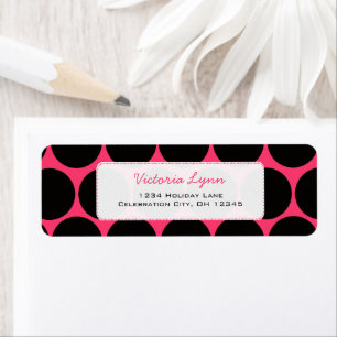 Black & Fuchsi Whimsical Stippen Return Address La Etiket