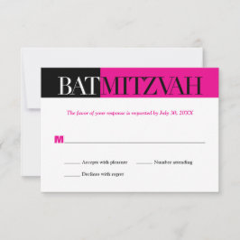 Black Fuchsia Block Bat Mitzvah Reply RSVP