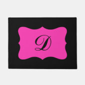 Black Fuchsia Bright Pink Monogram Initiaal Aangep Deurmat (Voorkant)