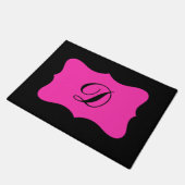 Black Fuchsia Bright Pink Monogram Initiaal Aangep Deurmat (Schuin)