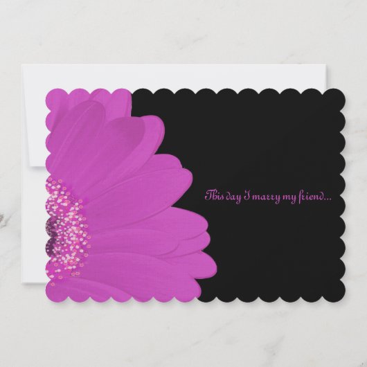 Black & Fuchsia Gerber Daisy Faire-part de mariage (Dos)