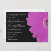 Black & Fuchsia Gerber Daisy Faire-part de mariage (Devant)