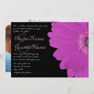 Black & Fuchsia Gerber Daisy Faire-part de mariage
