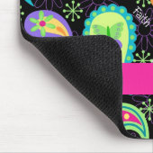 Black Fuchsia Pink Modern Paisley Monogram Muismat (Hoek)