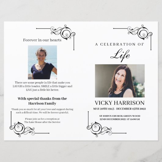 Black  Funeral Program Sjabloon (Voorkant)