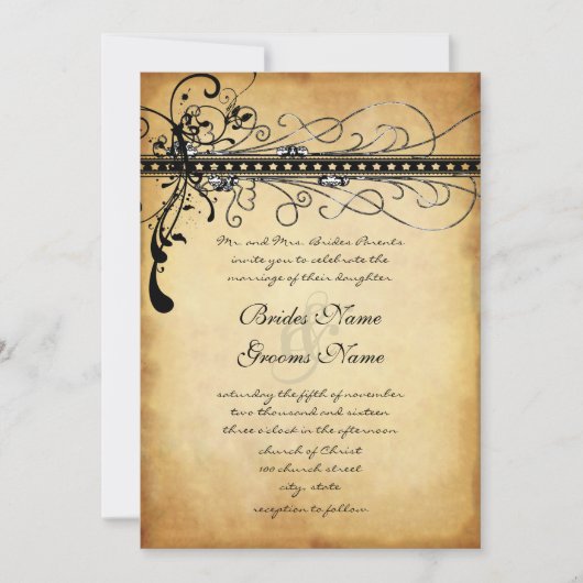 Black Funky Elegant Des Fils De Mariage Invitation (Devant)