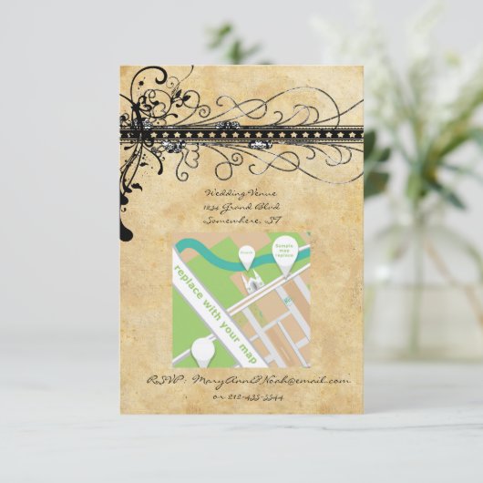 Black Funky Elegant Faire-part de mariage de perle (Debout devant)