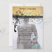 Black Funky Elegant Swirls Afstuderen Invite Kaart (Achterkant)