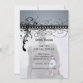 Black Funky Elegant Swirls Afstuderen Invite Kaart (Achterkant)