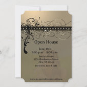 Black Funky Elegant Swirls Afstuderen Invite Kaart (Achterkant)