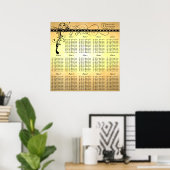 Black Funky Elegant Swirls Seine Chart Tables Poster (Thuiskantoor)