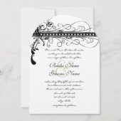 Black Funky Elegant Swirls Wedding Invitation Kaart (Voorkant)