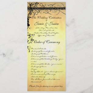 Black Funky Elegant Swirls Wedding Programme