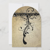 Black Funky Elegant Swirls Wedding RSVP Invitation (Dos)