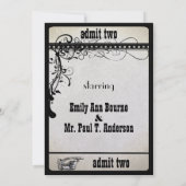 Black Funky Playbill Ticket Wedding Invitations Kaart (Achterkant)