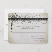 Black Funky Renaissance Wedding Response Kaarten RSVP Kaartje (Achterkant)