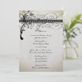 Black Funky Rustic Country Elegant Wedding Menu (Staand voorkant)
