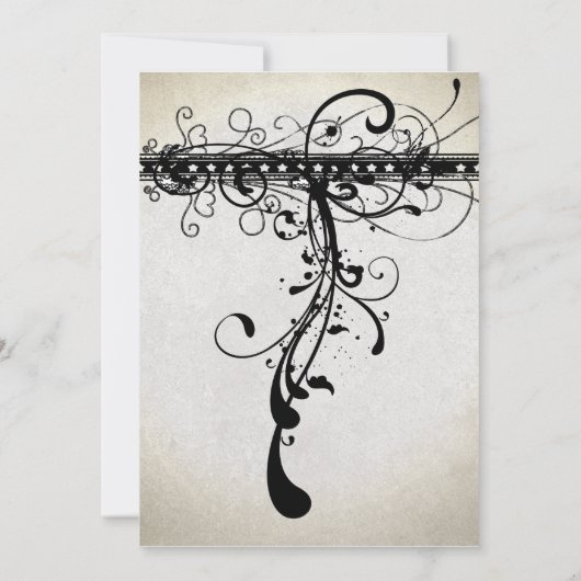 Black Funky Texture Élégante Frotles Invitations (Dos)