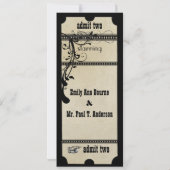 Black Funky Textured Playbill Swirls Wedding Kaart (Achterkant)