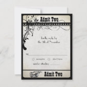 Black Funky Textured Swirls Wedding Response Kaart (Achterkant)