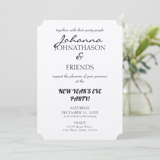 Black Funny Custom New Year Kaart (Staand voorkant)
