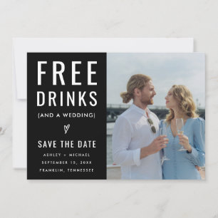 Black Funny Free Drinken Foto Qr Code Wedding Save The Date