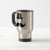 Black Funny Handlebar Mustache Man Reisbeker (Voorkant links)
