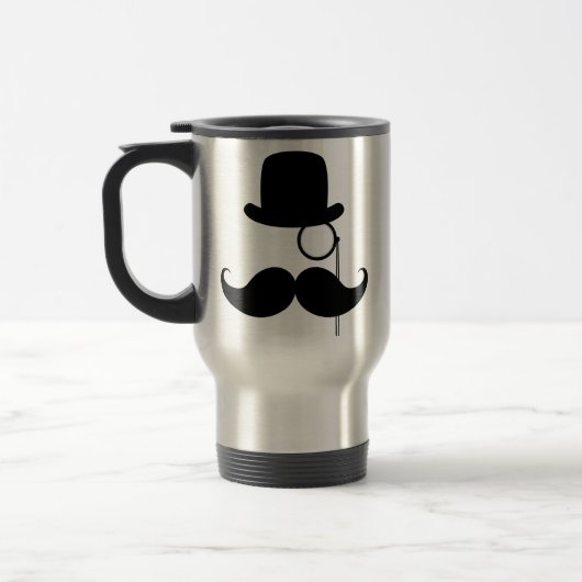 Black Funny Handlebar Mustache Man Reisbeker (Links)