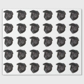 Black Funny Pug Cadeaupapier (Vlak)