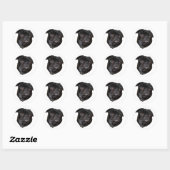 Black Funny Pug Ronde Sticker (Vel)