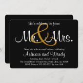 Black Future Mr & Mrs Engagement Party Kaart (Voorkant / Achterkant)