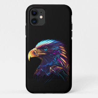 Black Futuristic Neon Eagle iPhone 11 Hoesje