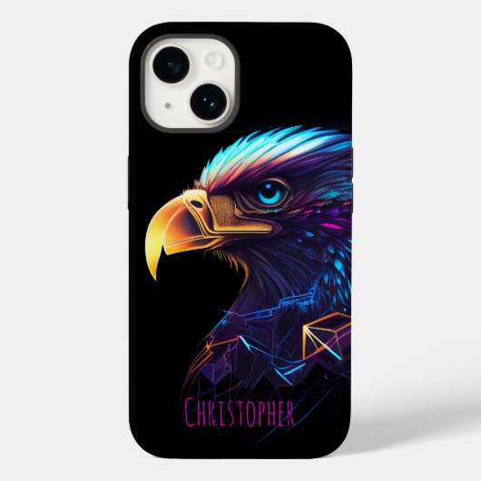 Black Futuristic Neon Eagle Case-Mate iPhone Case (Achterkant)