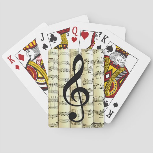 Black G Cleff Rolled Bladmuziek Achtergrond Pokerkaarten (Achterkant)
