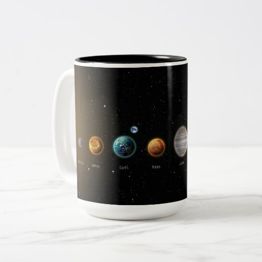 Black Galaxy Imprimer système solaire Mug (Devant gauche)