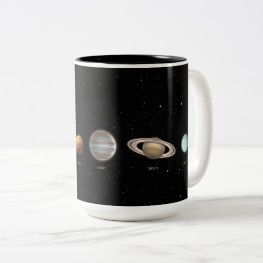 Black Galaxy Imprimer système solaire Mug (Devant droit)